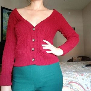 Crimson Abercrombie and Fitch Long Sleeve Cardigan